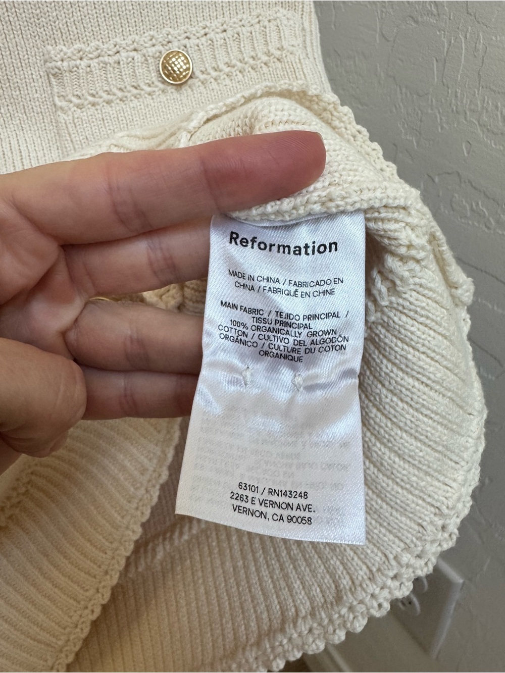Reformation Catalina Cream Sleeveless Knit Button-Front Mini Dress - Picture 5 of 5